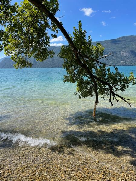 Plage Lac du Bourget crique et eau turquoise lac du Bourget